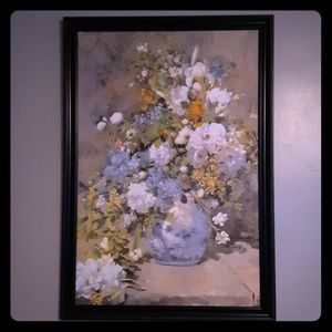 Framed floral artwork